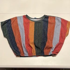 Zara striped shiny rainbow crop top